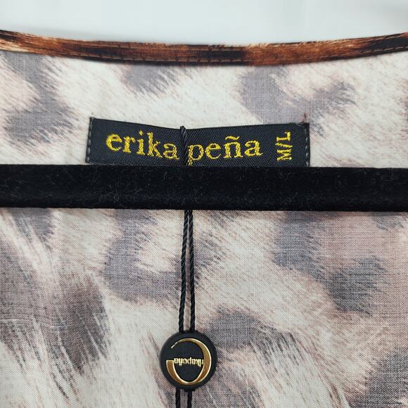Erika Pena Farrah Sahara Animal Print Wrap Tie Waist Maxi Dress Size M/L - Picture 4 of 8